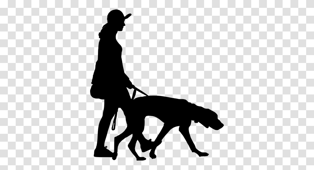 Silhouette Walking Dog Women Paper Cutting Silhouettes, Gray, World Of Warcraft Transparent Png