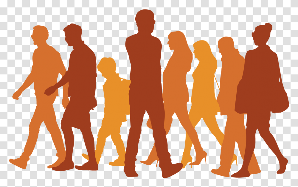 Silhouette Walking Icon Character Bios, Person, People, Crowd, Poster Transparent Png