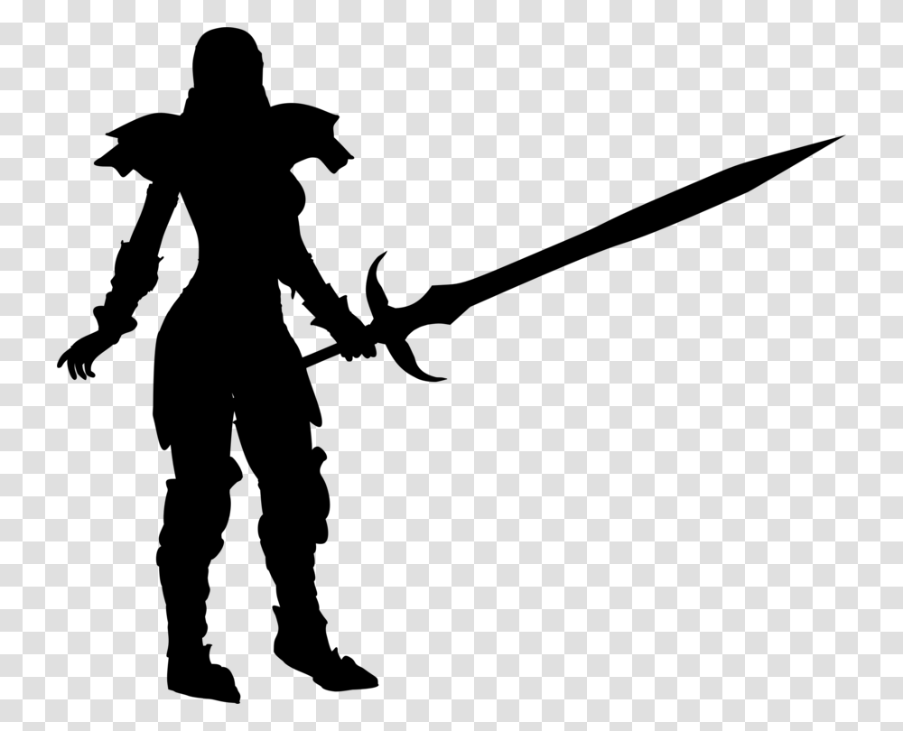 Silhouette Warrior Female Character, Gray, World Of Warcraft Transparent Png