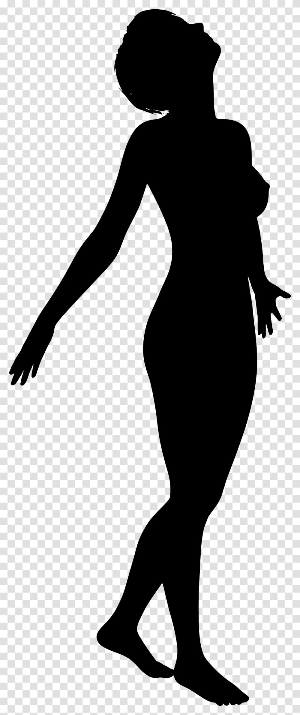 Silhouette Woman Female Clip Art Silhouette Of Woman Looking Up, Gray, World Of Warcraft Transparent Png
