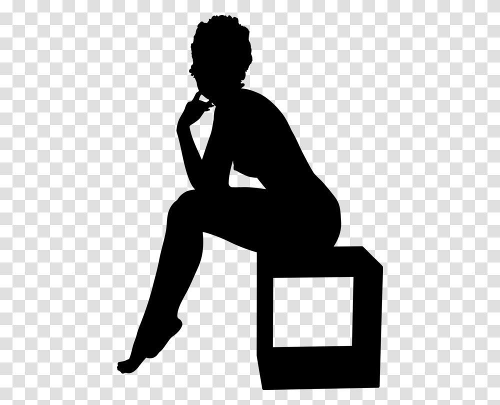 Silhouette Woman Female Drawing Sitting, Gray, World Of Warcraft Transparent Png