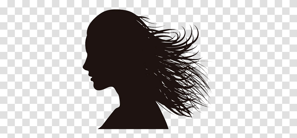 Silhouette Woman Female Drawing Woman Profile Silhouette Long Hair, Outdoors, Nature, Photography, Portrait Transparent Png