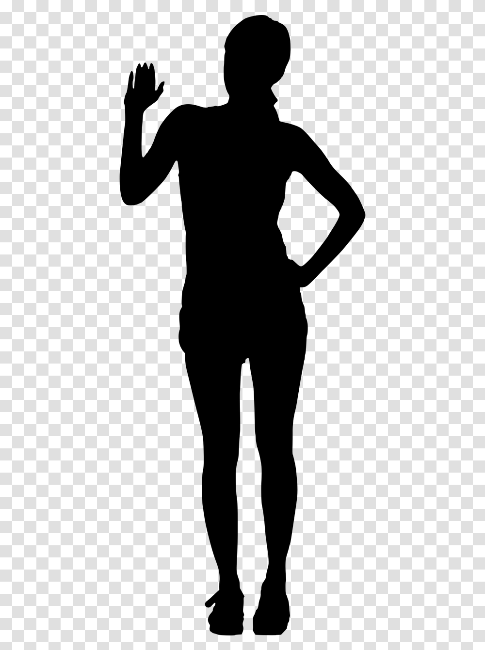 Silhouette Woman Raising Hand, Gray, World Of Warcraft Transparent Png