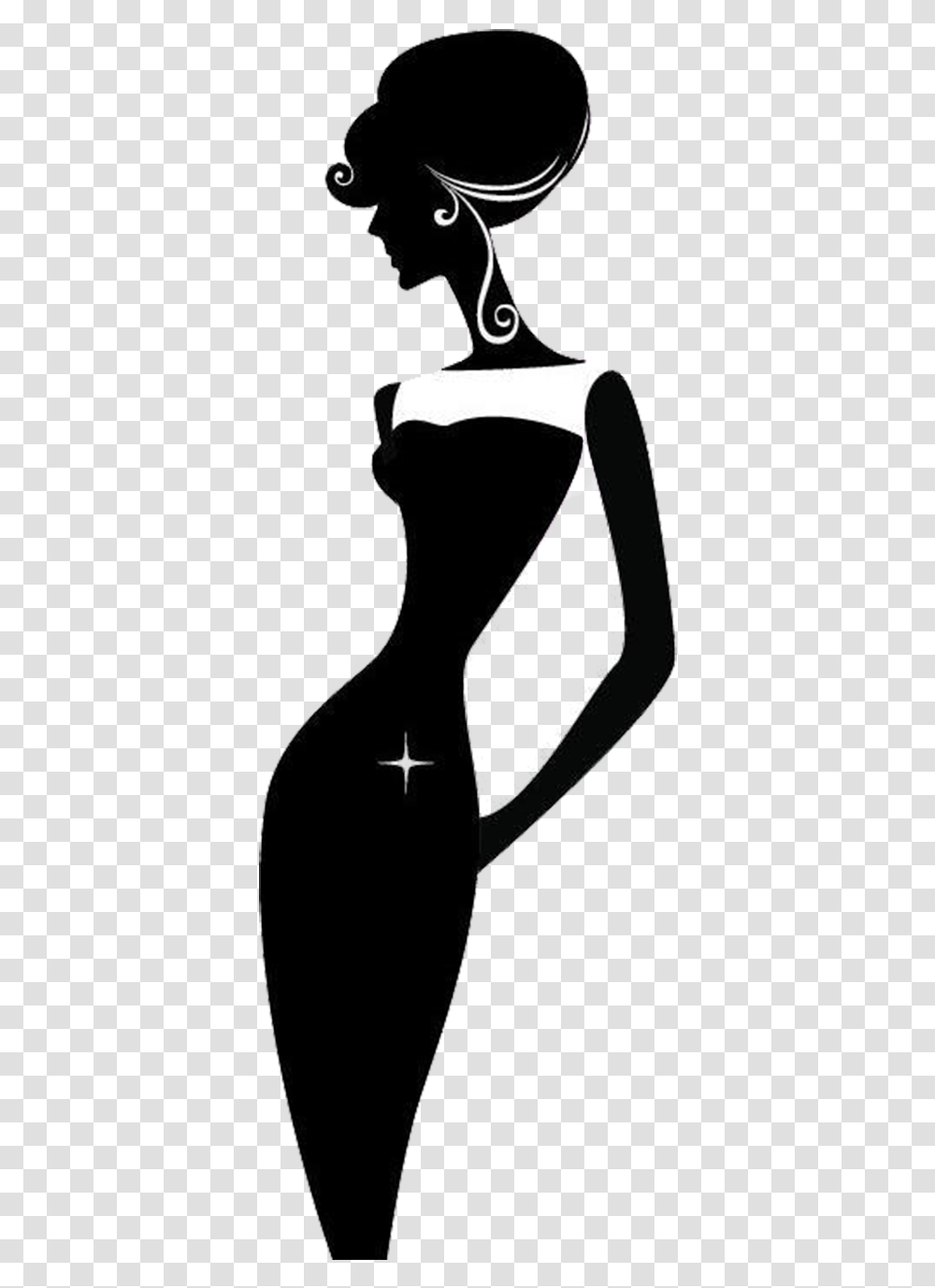 Silhouette Woman Royalty Free Clip Art Black And White Fashion Clipart, Person, Label Transparent Png