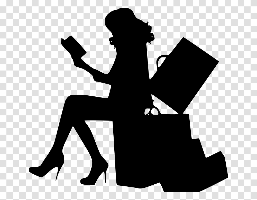 Silhouette Woman Traveling Waiting Luggage Leave A Review Author, Gray, World Of Warcraft Transparent Png