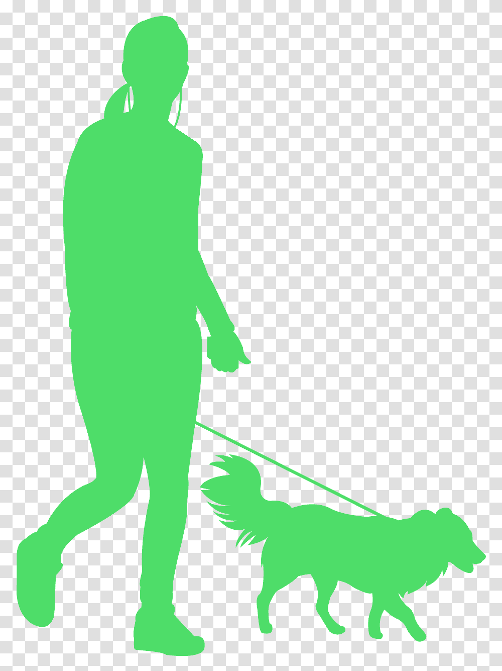 Silhouette Woman Walking Dogs, Person, Human, Animal, Green Transparent Png