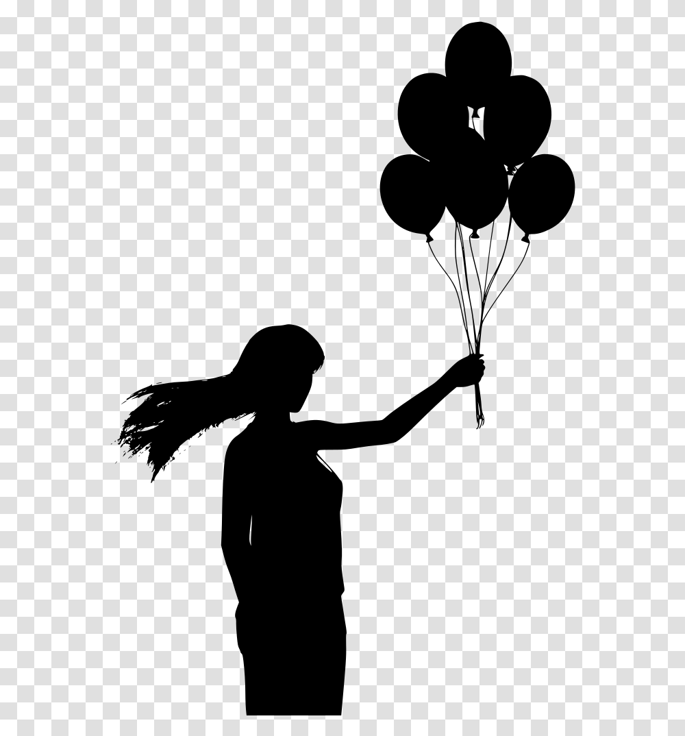 Silhouette Woman With Balloons, Gray, World Of Warcraft Transparent Png