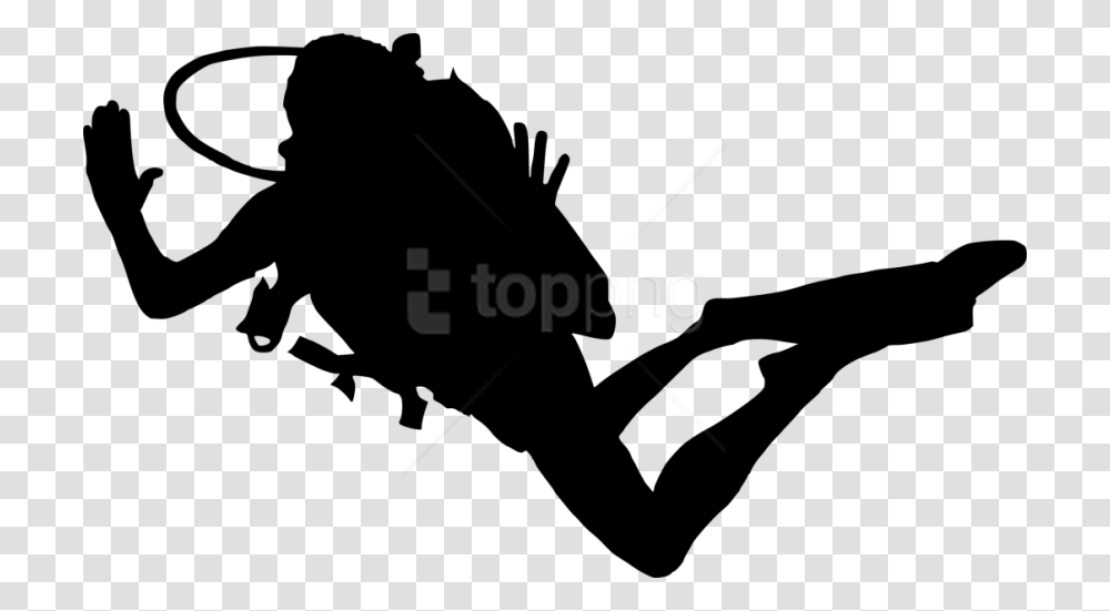 Silhouetteblack And Artmonochromeart Scuba Diving Clipart, Person, Human, Hand, Stencil Transparent Png