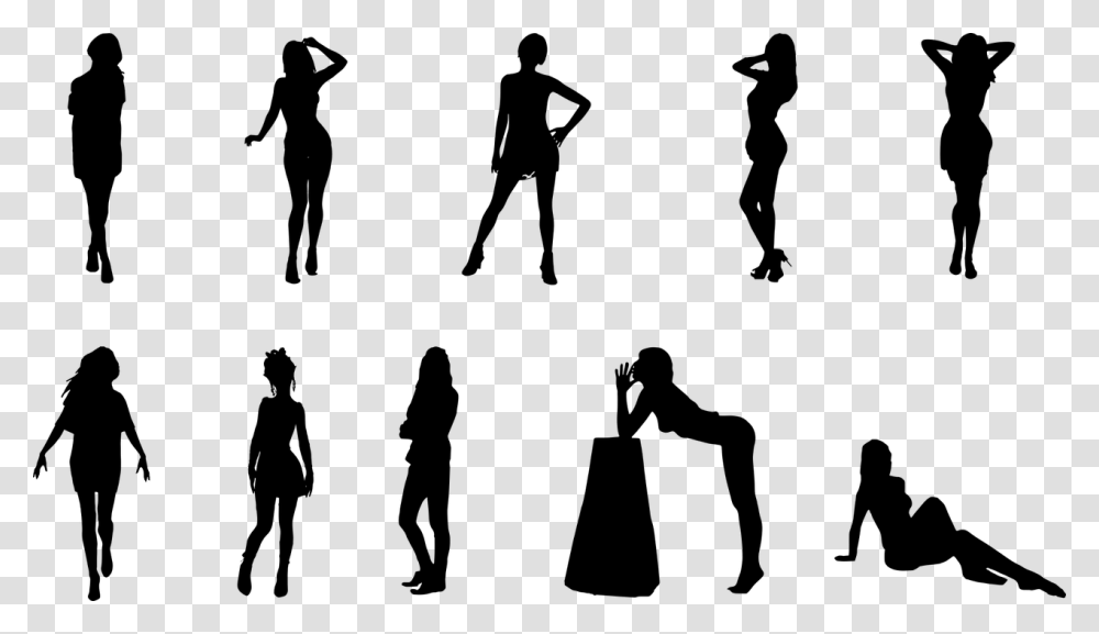 Silhouettes Silhouette Woman Woman Silhouette Woman Silhouette, Gray, World Of Warcraft Transparent Png