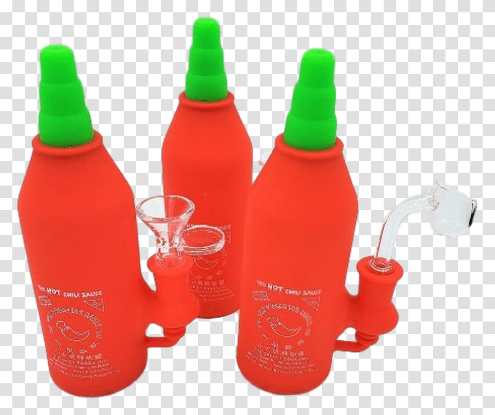 Silicone Sriracha Bottle Red With 14mm Male Quartz Banger And Flower Bowl, Pop Bottle, Beverage, Drink, Soda Transparent Png