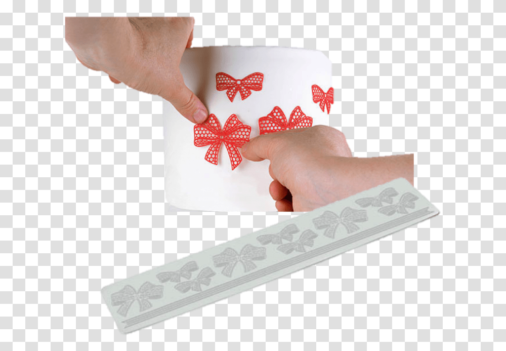 Silikomart Ribbon Lace Mat Paper, Person, Human, Hand, Finger Transparent Png