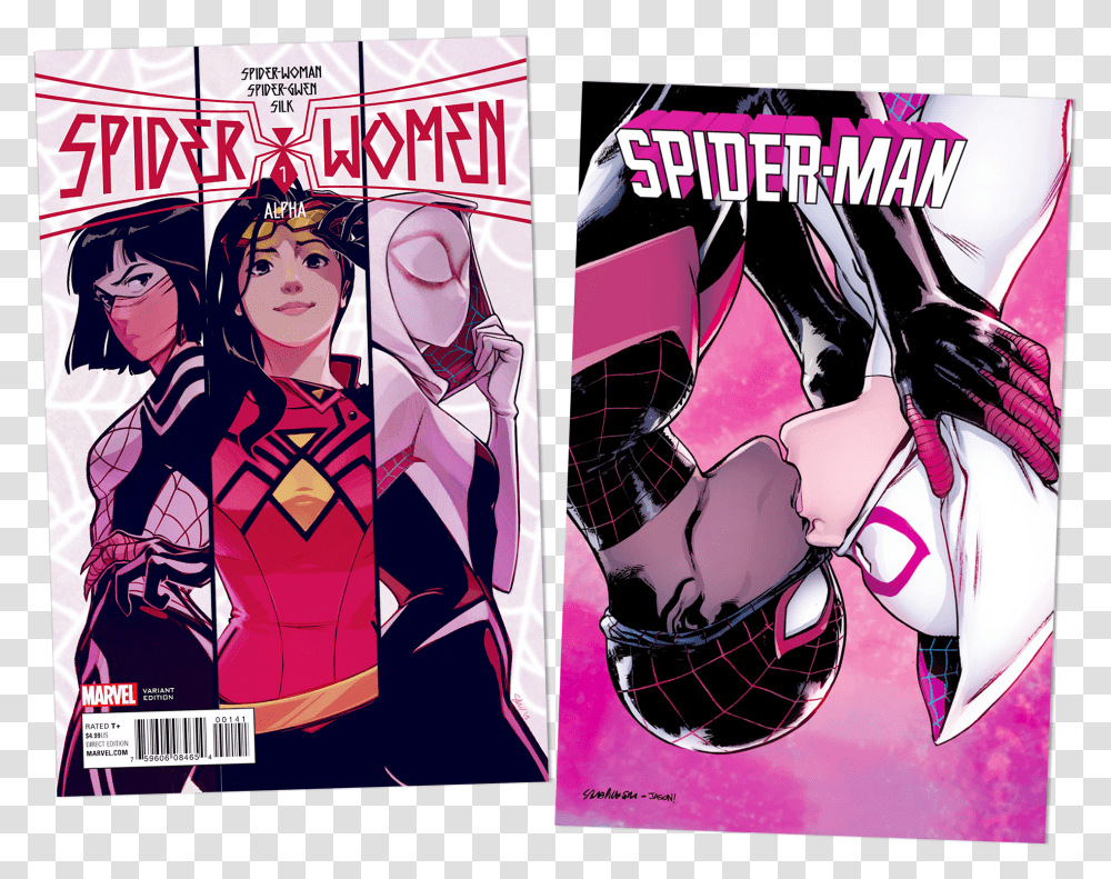 Silk And Spider Gwen, Comics, Book, Manga, Person Transparent Png