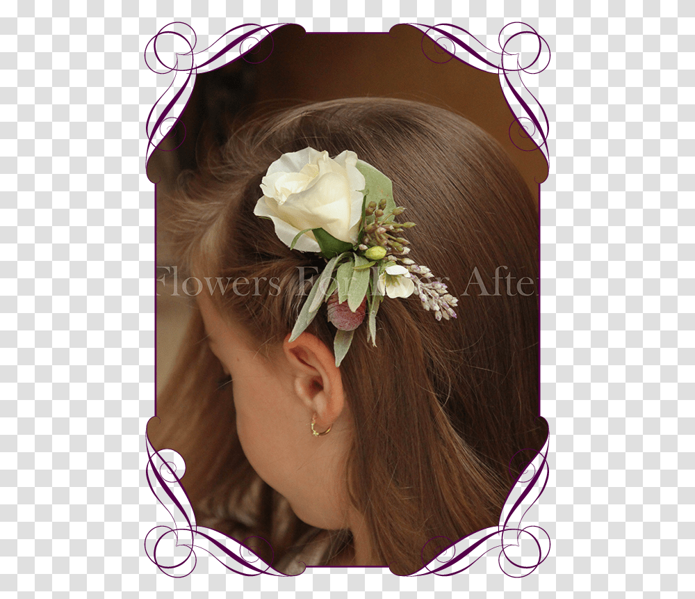 Silk Artificial Boho Rustic Wedding Hair Floral Comb Boutonnire, Hair Slide, Plant, Person, Flower Transparent Png