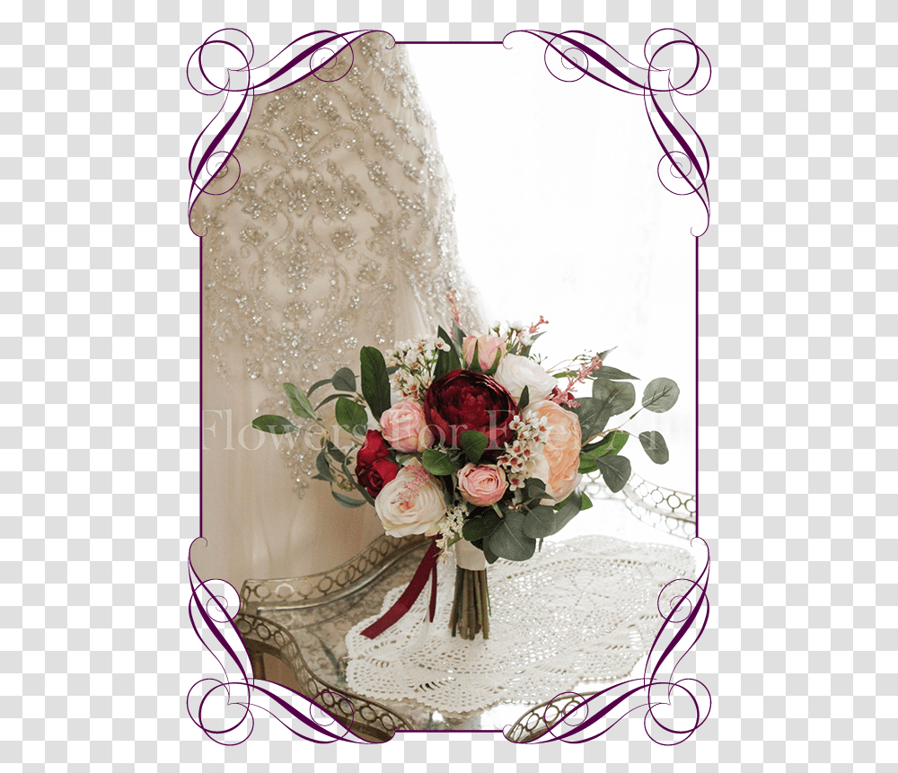 Silk Artificial Burgundy And Blush Bridesmaid Posy Garden Roses, Plant, Flower Bouquet, Flower Arrangement Transparent Png