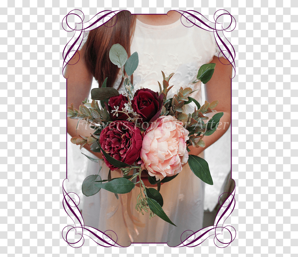Silk Artificial Burgundy Ivory Navy And Pink Elegant Flower Bouquet, Plant, Flower Arrangement, Person, Human Transparent Png