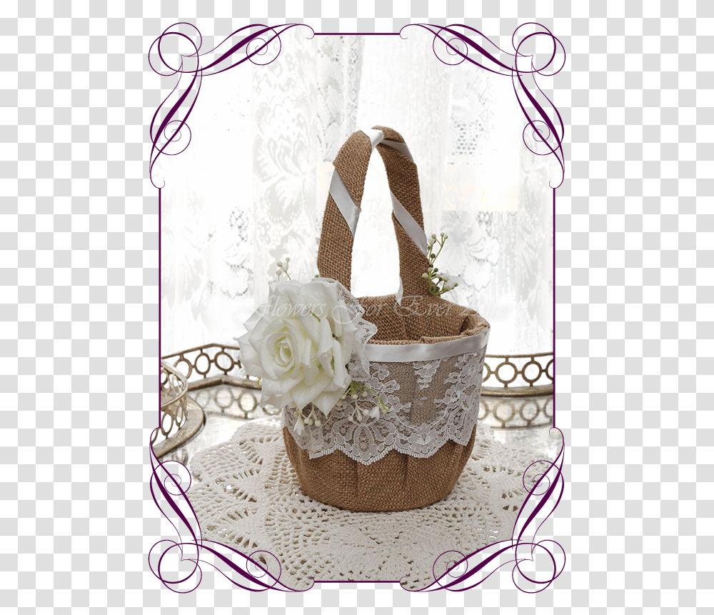 Silk Artificial Decorated Rustic Lace Burlap And Baby Flower Girl Basket Design, Home Decor, Wedding Cake, Food, Linen Transparent Png