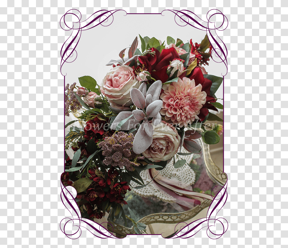 Silk Artificial Dusty Pink Blush Mauve And Burgundy Bouquet, Plant, Flower Bouquet, Flower Arrangement, Blossom Transparent Png