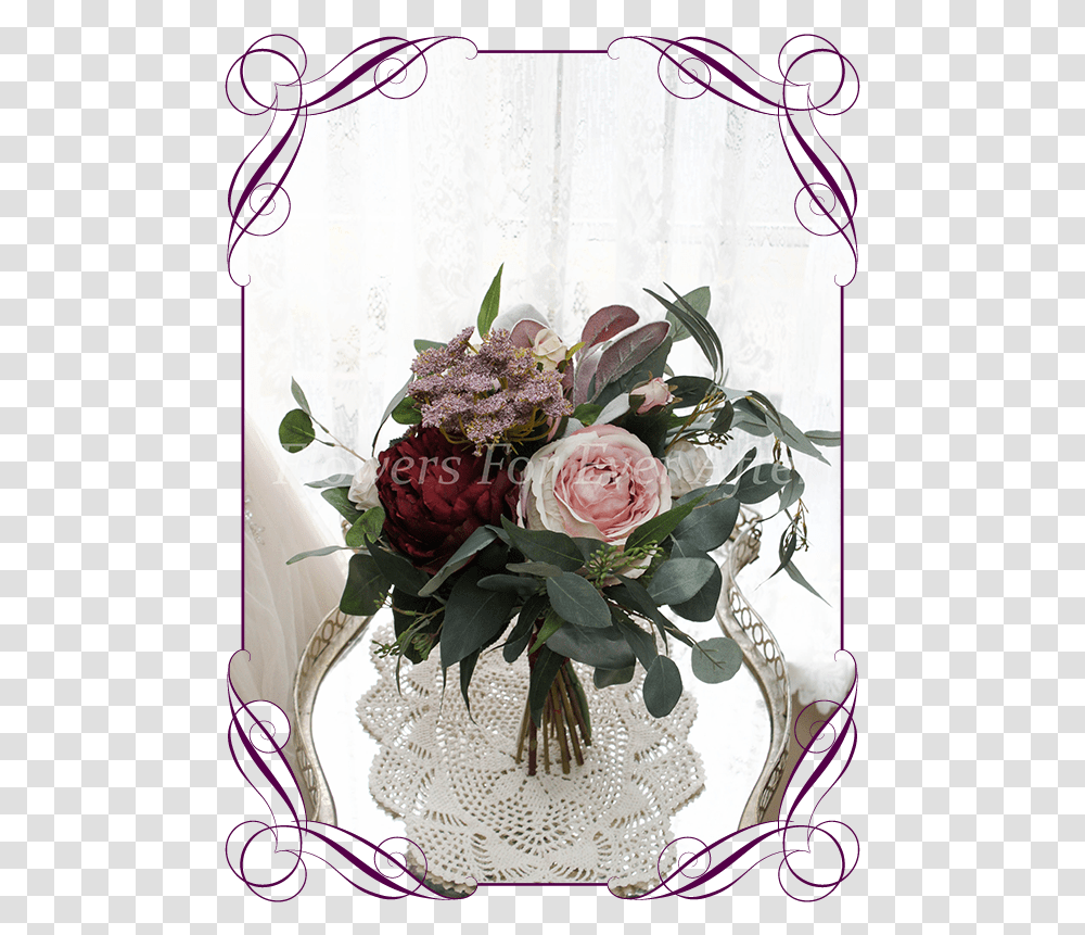 Silk Artificial Dusty Pink Blush Mauve And Burgundy Flower Bouquet, Floral Design, Pattern, Plant Transparent Png