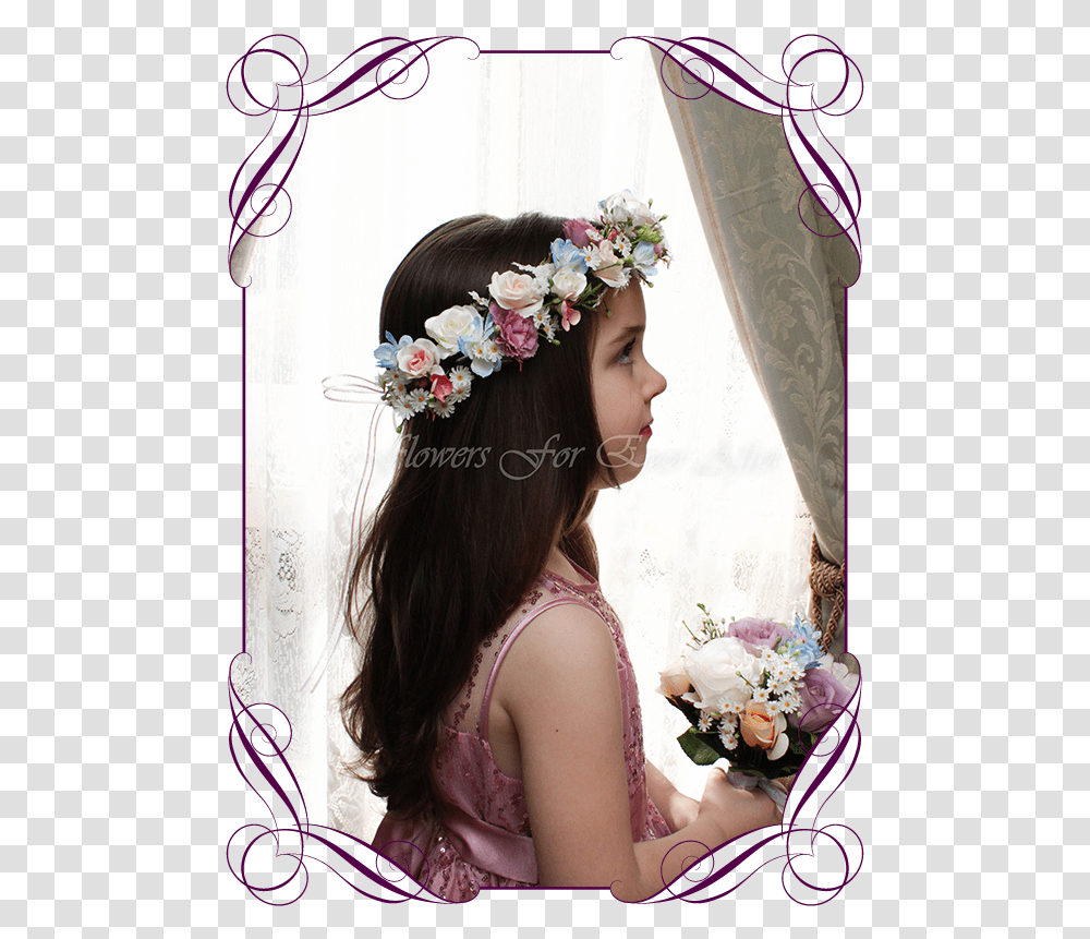 Silk Artificial Floral Hair Crown Halo Featuring, Plant, Flower Arrangement, Person, Flower Bouquet Transparent Png
