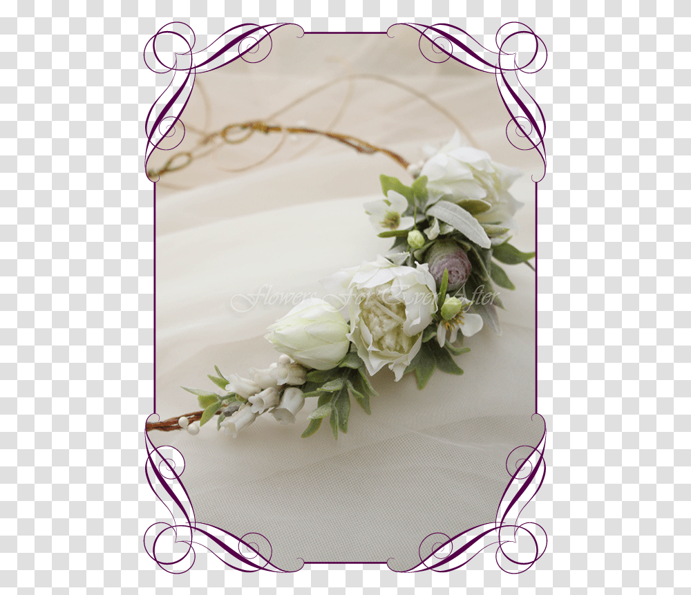 Silk Artificial Flower Girl Hair Crown Halo Floral White And Coral Bridesmaid Bouquets, Floral Design, Pattern, Plant Transparent Png