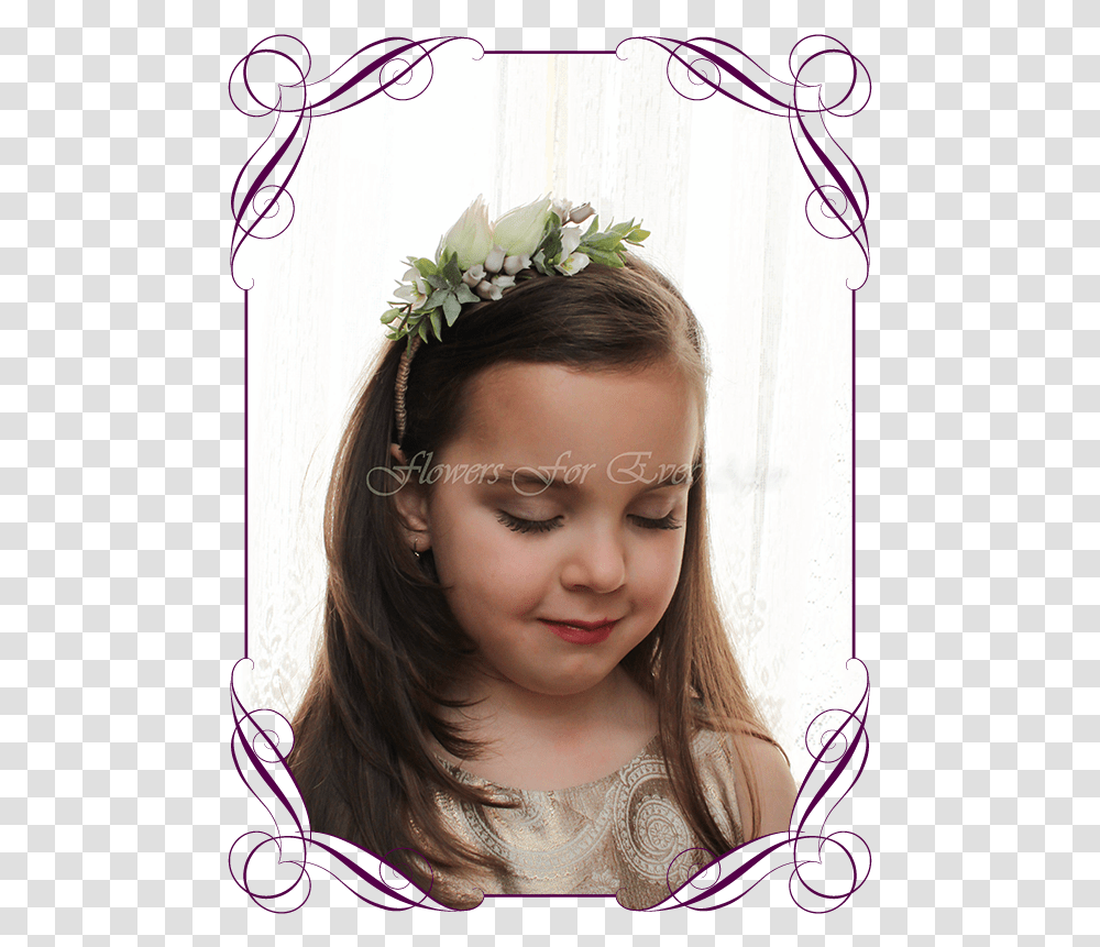 Silk Artificial Flower Girl Head Band Floral Head Piece Rustic Flowers Engagement Cake, Person, Headband, Hat Transparent Png