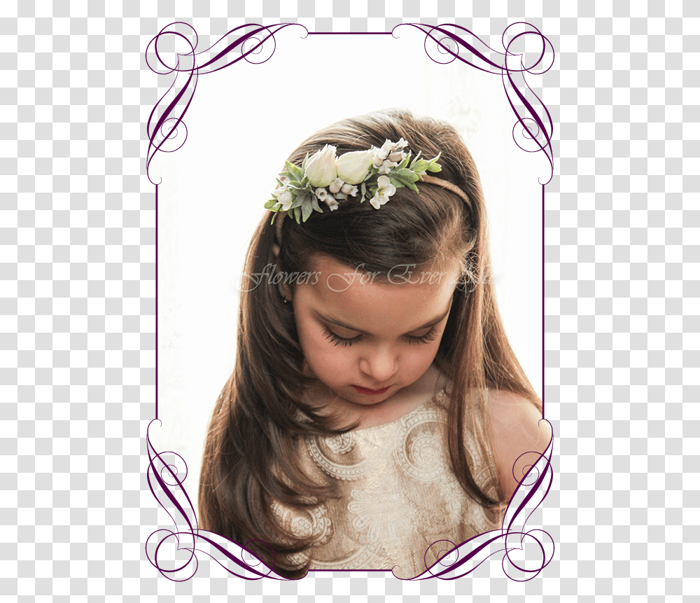 Silk Artificial Flower Girl Head Band Floral Head Piece Rustic Navy Wedding Bouquet, Person, Female, Blonde Transparent Png