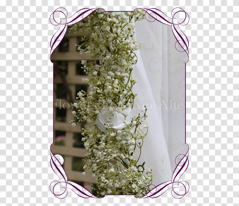 Silk Artificial White Rose And Baby's Breath Wedding, Plant, Floral Design Transparent Png
