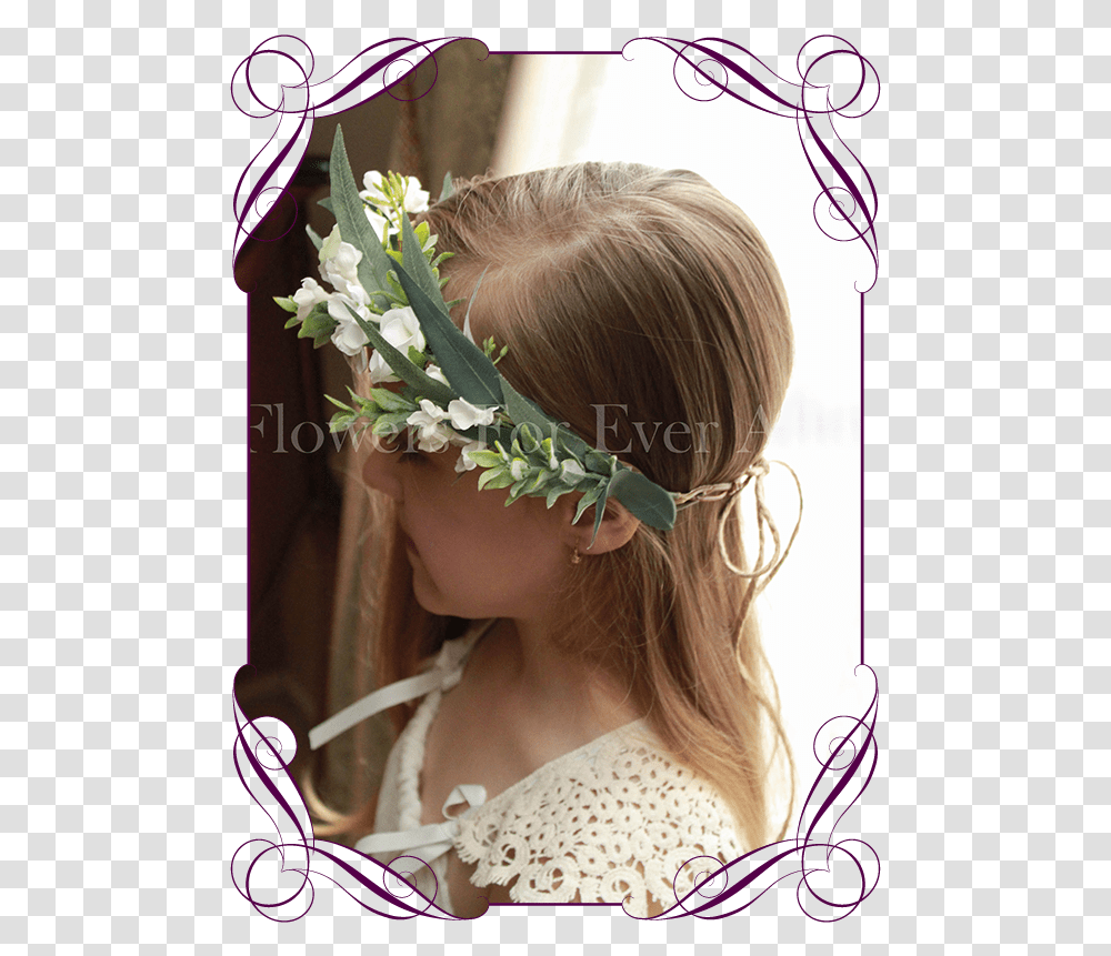 Silk Artificial White Wedding Floral Crown Halo With Girl, Person, Headband, Hat Transparent Png