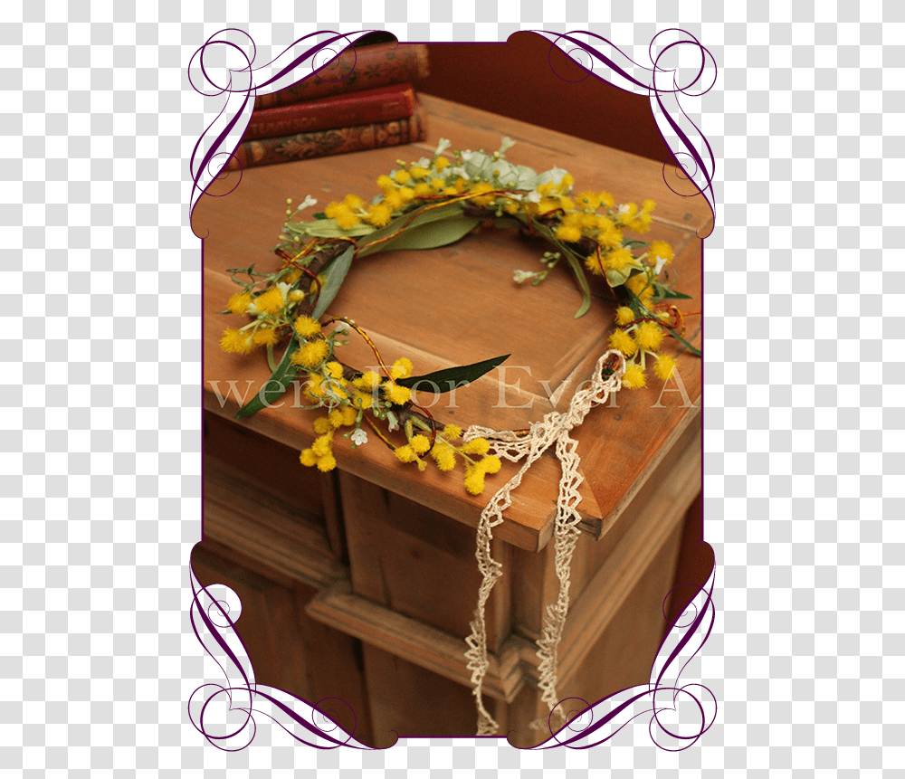 Silk Australian Native Wattle And Berry Flower Crown, Wreath, Plant, Accessories, Accessory Transparent Png