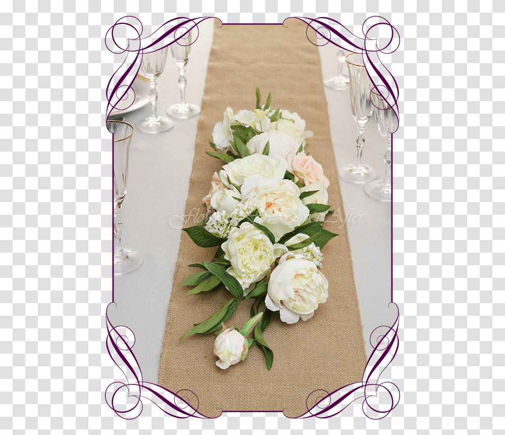 Silk Faux Flowers Table Centrepiece And Sign Or Arbor Cake With Mauve Flowers, Plant, Rose Transparent Png