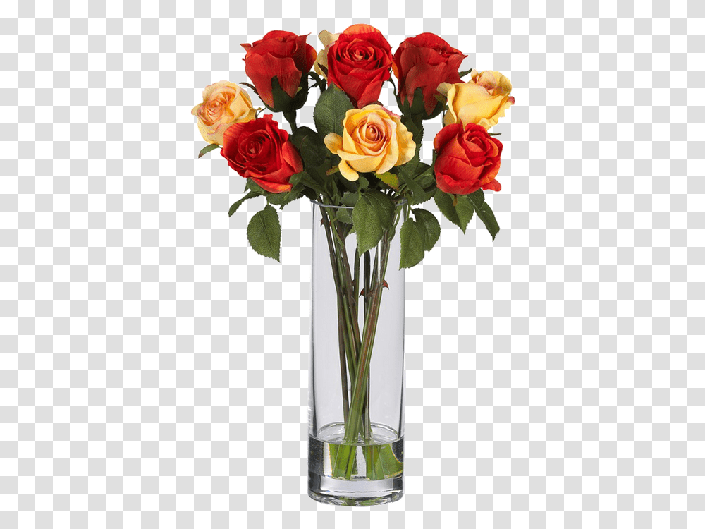 Silk Flower Arrangement In A Vase, Plant, Flower Bouquet, Rose, Jar Transparent Png