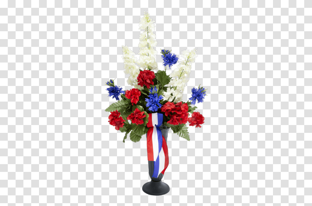 Silk Red White & Blue Cemetery Cup Royer's Flowers And, Plant, Blossom, Flower Bouquet, Flower Arrangement Transparent Png