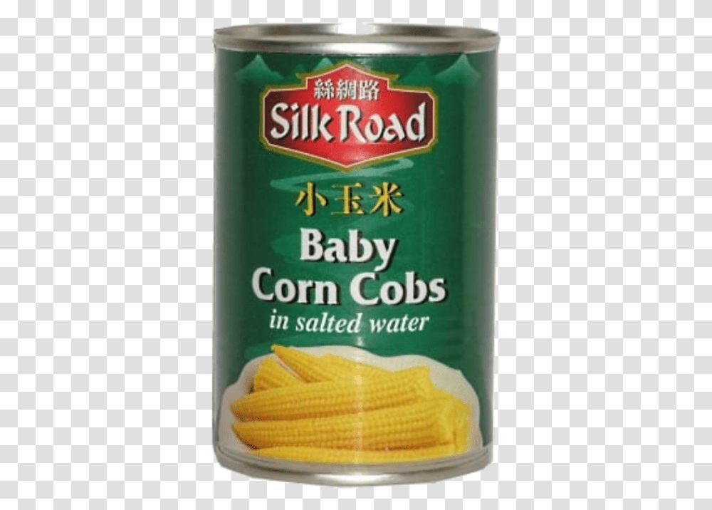Silk Road Baby Corn Cobs 410g Corn Kernels, Tin, Can, Aluminium, Food Transparent Png