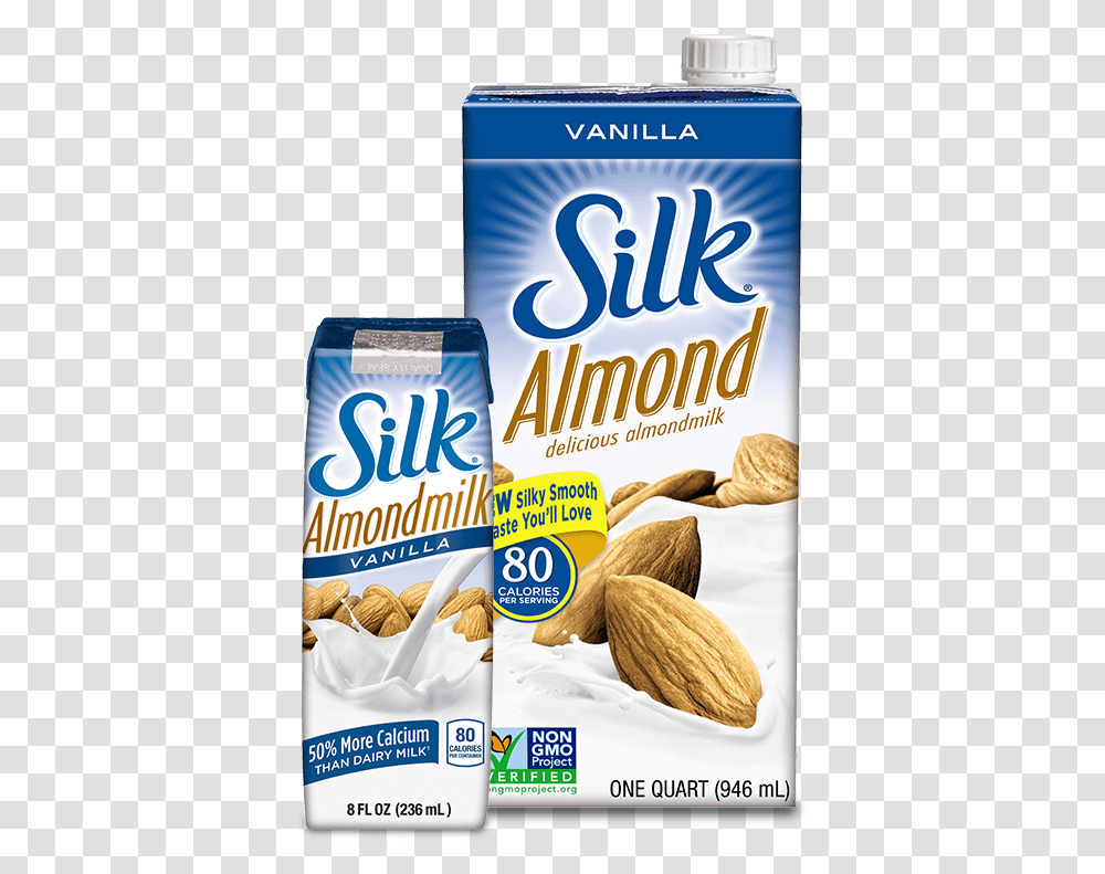 Silk Shelf Stable Vanilla Almondmilk Silk Almond Milk, Plant, Nut, Vegetable, Food Transparent Png