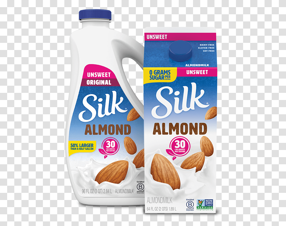 Silk Unsweet Almondmilk Unsweetened Vanilla Almond Milk, Plant, Nut, Vegetable, Food Transparent Png