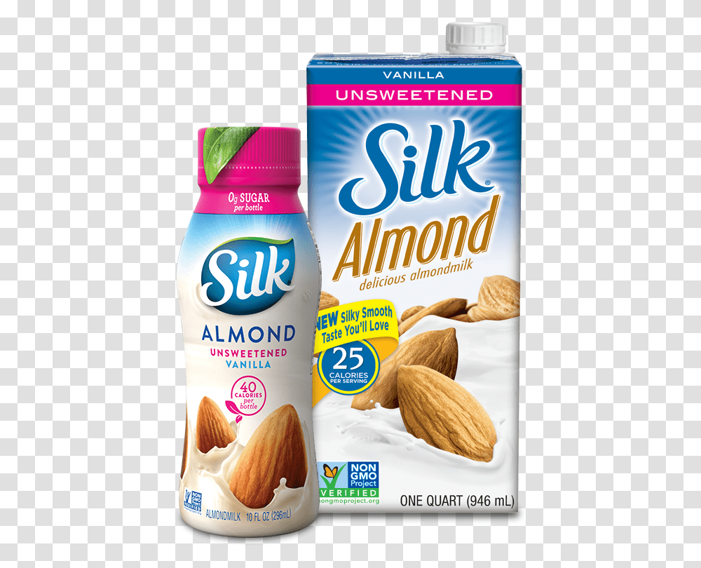 Silk Unsweetened Almond Milk, Plant, Nut, Vegetable, Food Transparent Png