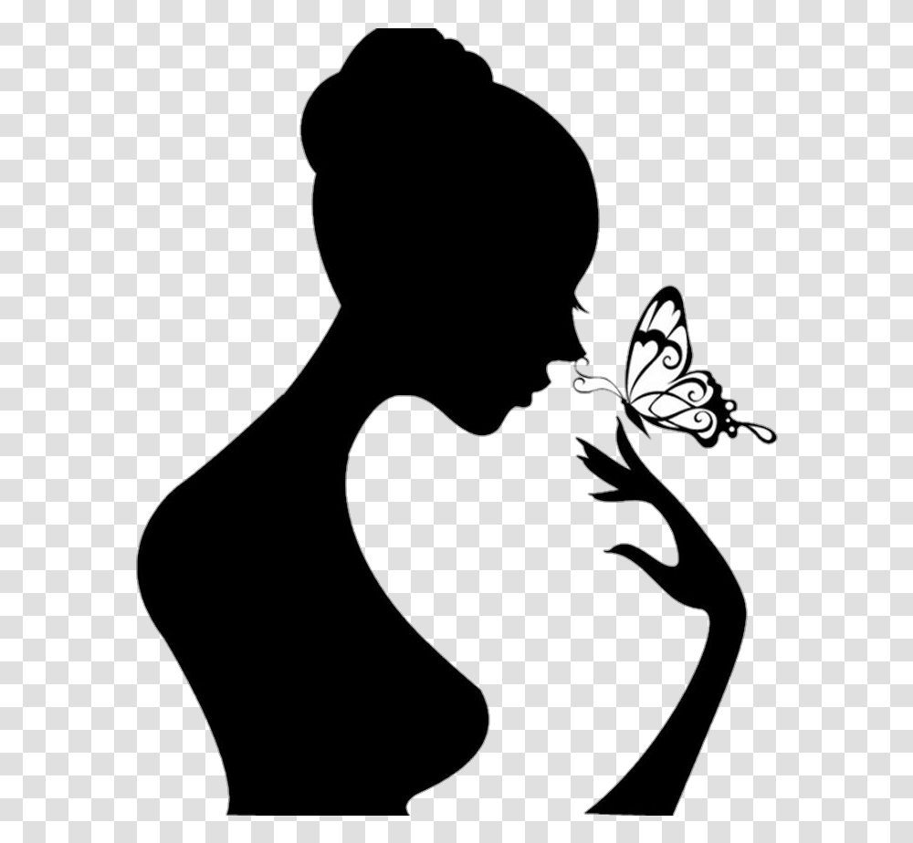 Silouette Silueta Mujer Mariposa Silueta De Mujer Mariposa, Silhouette, Stencil Transparent Png