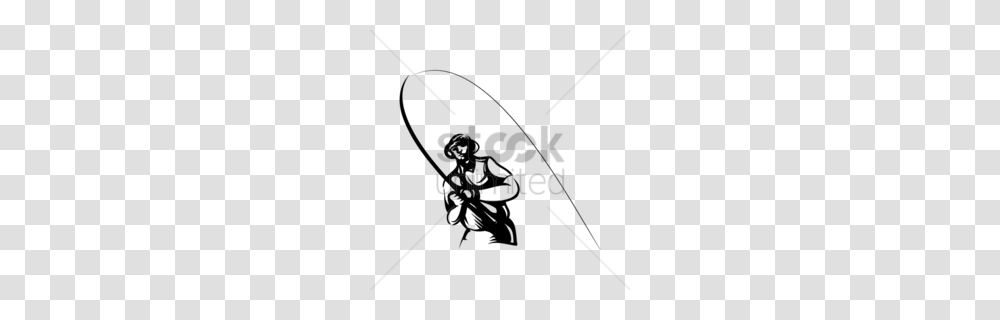 Siloute Fly Fisherman Clipart, Silhouette, Pole Vault Transparent Png