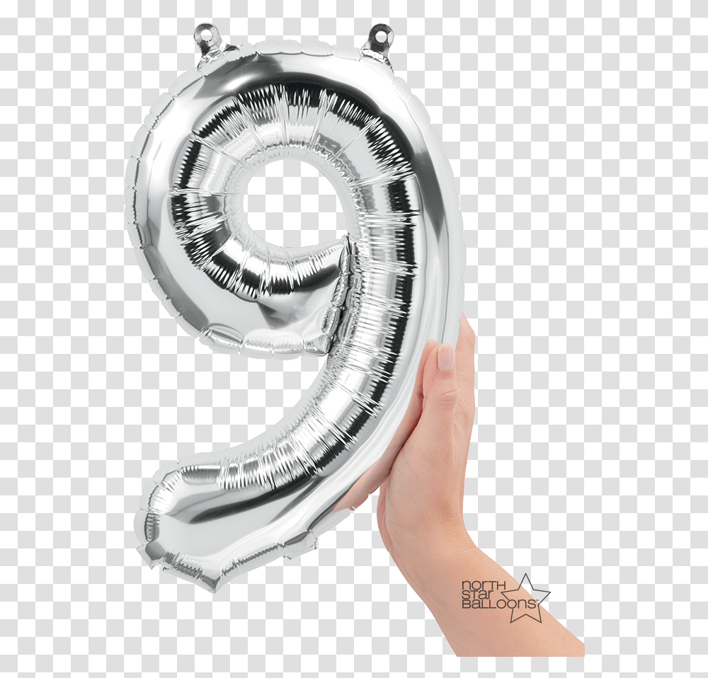 Silver 9 Number Balloon Number Balloon Rose Gold, Person, Human, Wristwatch, Spiral Transparent Png