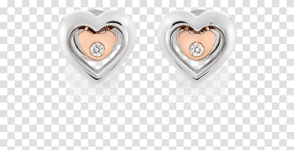 Silver Amp 14k Pink Gold Diamond Heart Amp Bear Earrings Earrings, Jewelry, Accessories, Accessory, Gemstone Transparent Png