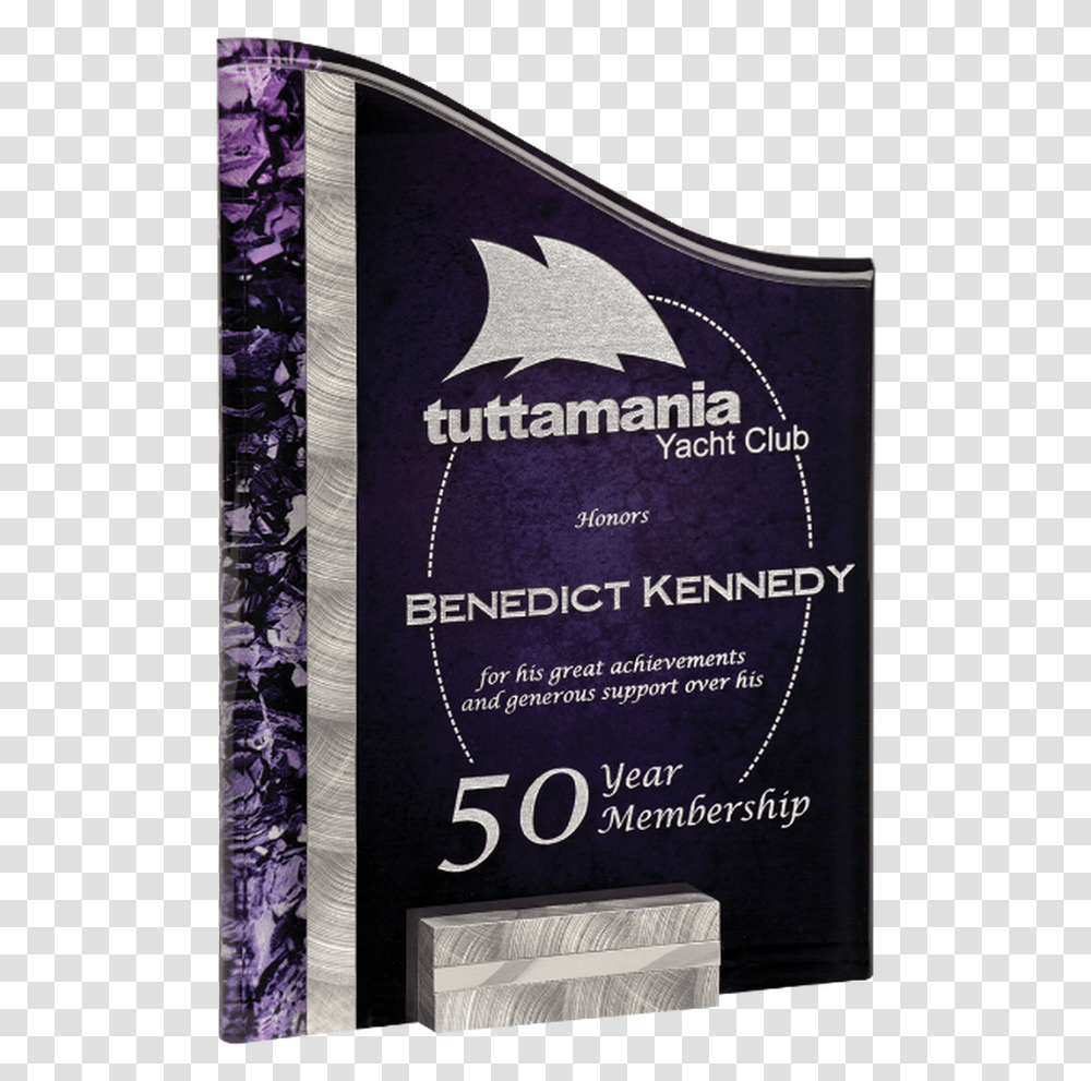 Silver Amp Purple Sunray Acrylic Award With Base Engraving, Book, Poster, Advertisement Transparent Png