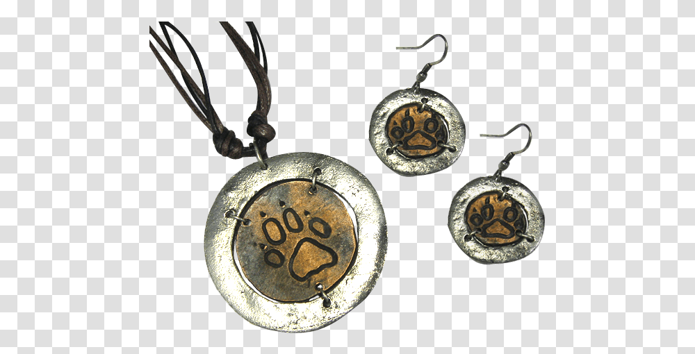 Silver And Copper Bear Paw Jewelry Set Locket, Pendant, Accessories, Accessory Transparent Png