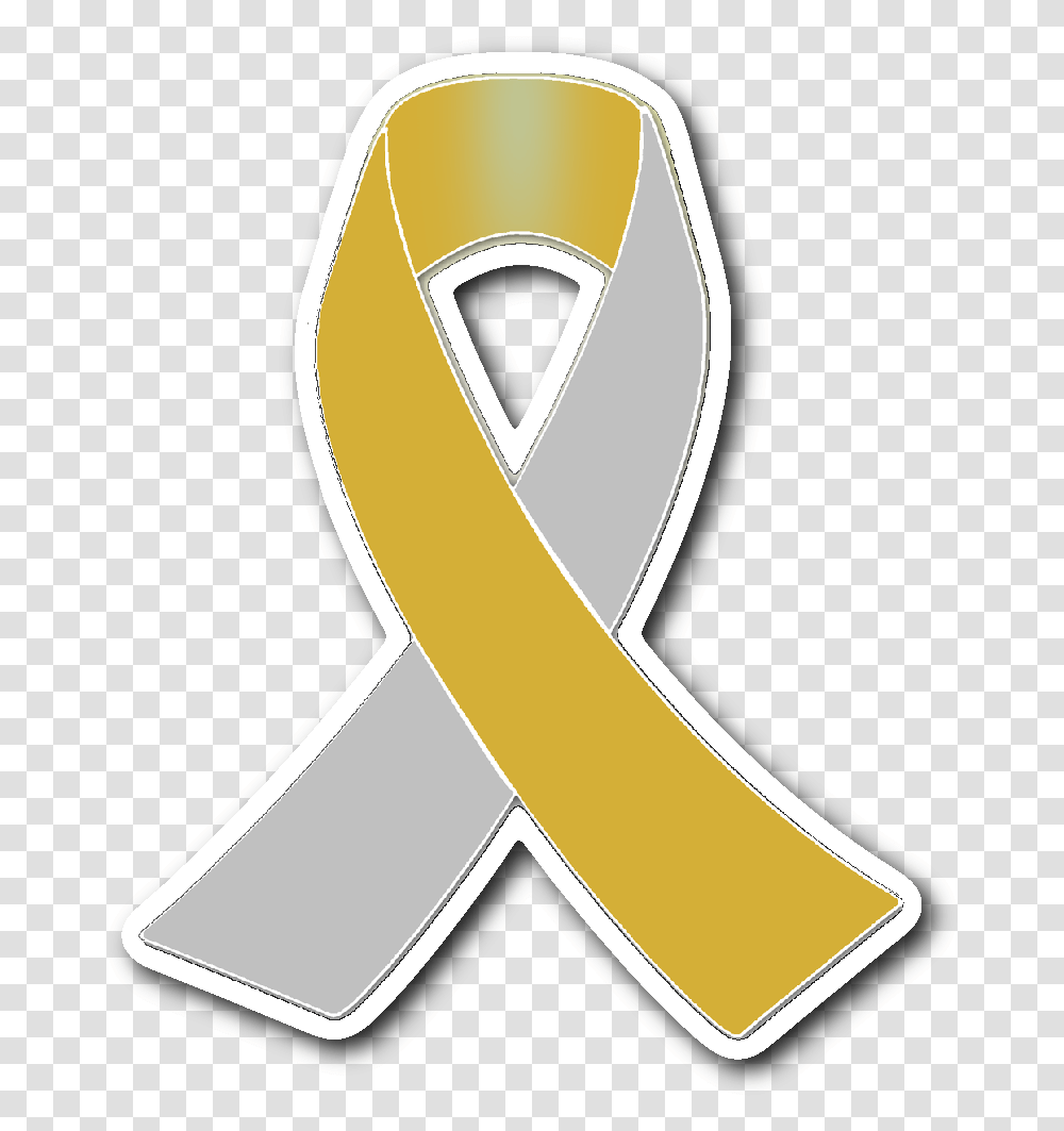 Silver And Gold Awareness Ribbon Sticker, Label, Apparel Transparent Png