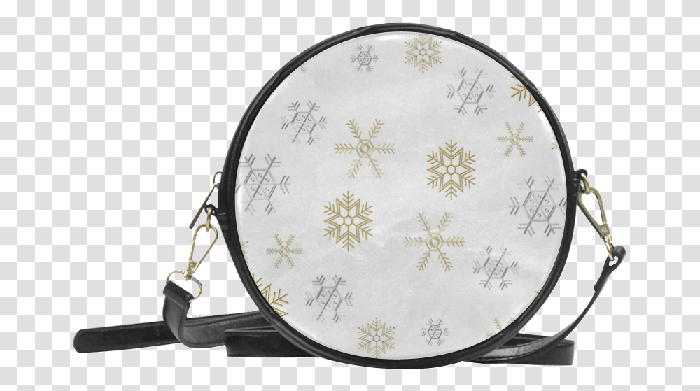 Silver And Gold Snowflakes Bow Handbag, Embroidery, Pattern, Drum, Percussion Transparent Png