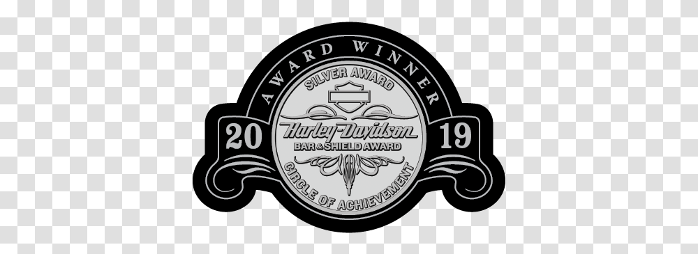 Silver Bar & Shield Circle Of Achievement Award For 2019 Harley Davidson Bar And Shield Award, Label, Text, Logo, Symbol Transparent Png