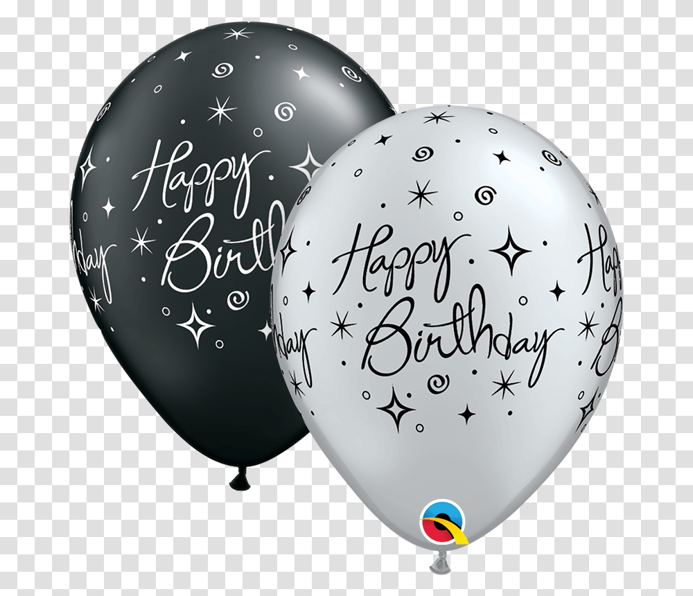 Silver Bday Elegant Sparkles Happy Birthday Single Balloons Transparent Png