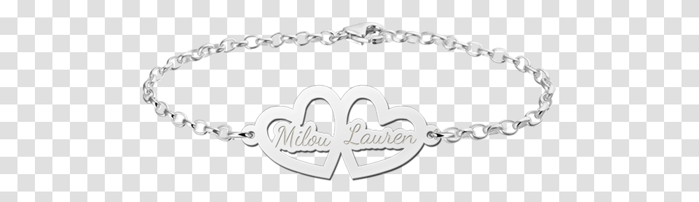 Silver Bracelet With Two Hearts And Engraving Personalised Name Bracelets, Chain, Jewelry, Accessories, Accessory Transparent Png