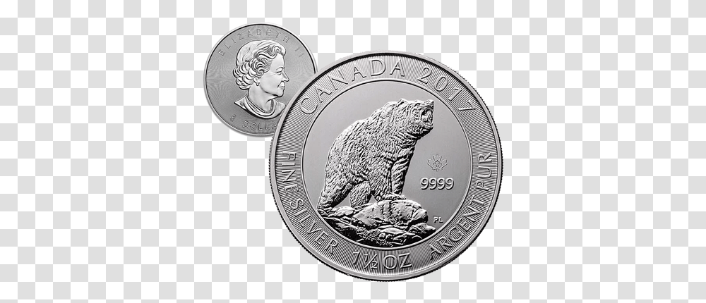 Silver Canadian Grizzly Bear Remington Gold, Coin, Money, Cat, Pet Transparent Png