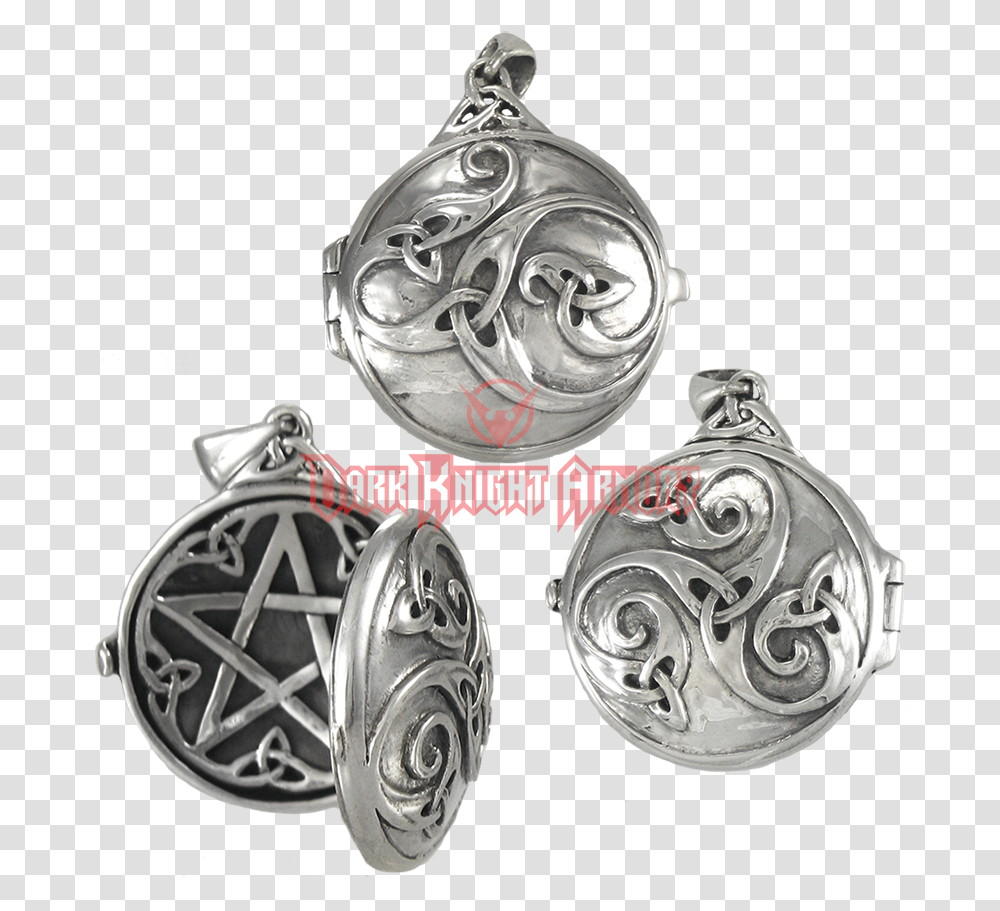 Silver Celtic Swirl Locket With Hidden Pentacle Sterling Silver Pentacle Locket, Pendant, Accessories, Accessory, Jewelry Transparent Png