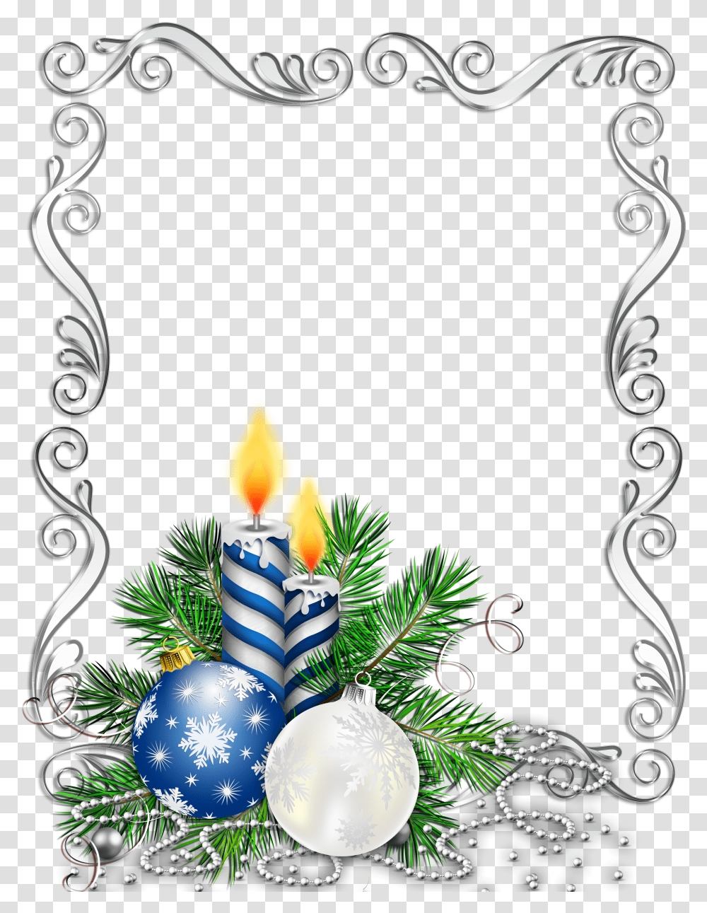 Silver Christmas Candles Picture 488103 Blue Christmas Border Design,  Transparent Png